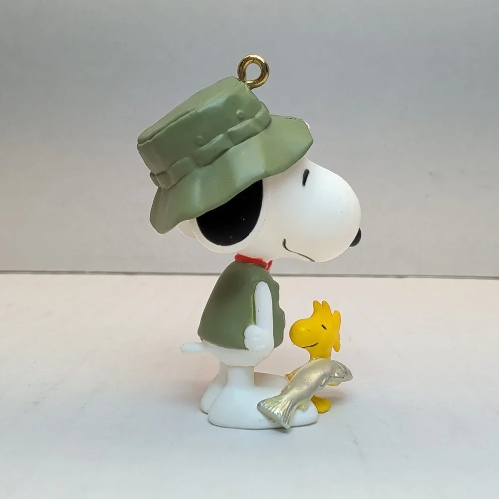 Hallmark 2012 Peanuts Snoopy Woodstock Fishing Christmas Ornament Green Red